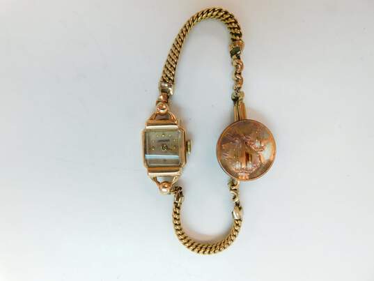Ladies Vintage Longines 14K Gold Case Gold Filled Band 17 Jewels Watch 15.6g image number 13