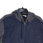Mens Navy Gray Long Sleeve Hooded Full-Zip Bomber Jacket Size XL image number 3