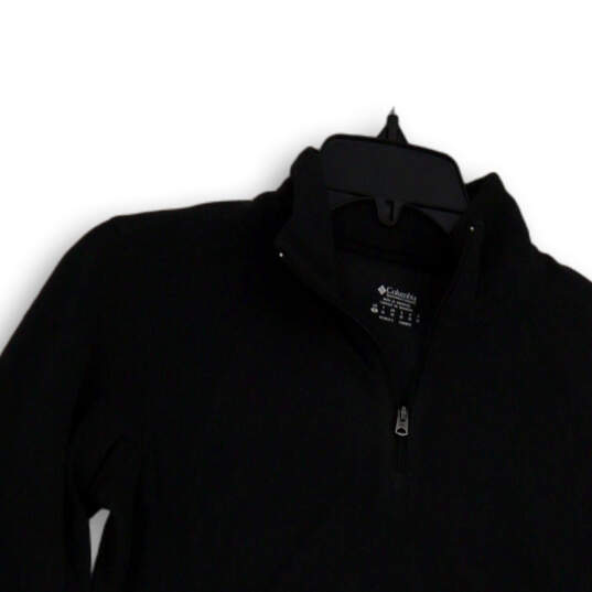 Womens Black Heather 1/4 Zip Mock Neck Pullover Activewear T-Shirt Size S image number 4