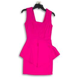 NWT Womens Pink Sleeveless Back-Zip Wide Strap Peplum Mini Dress Size S