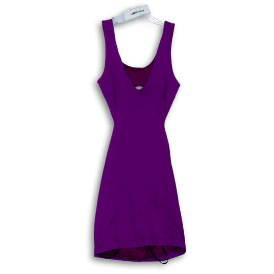 NWT Womens Purple Sleeveless V-Neck Cutout Short Bodycon Dress Size XS image number 1