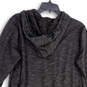 Womens Black Heather Long Sleeve Drawstring Hooded Sweater Dress Size L image number 4