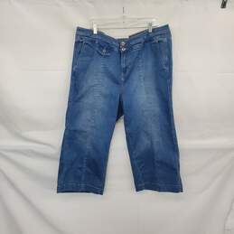 Torrid Blue Cotton Blend Crop High Rise Wide Leg Denim Capri WM Size 22 NWT