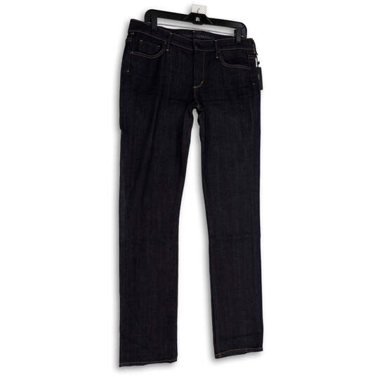 NWT Womens Blue Denim Dark Wash Pockets Stretch Straight Leg Jeans Size 31 image number 1