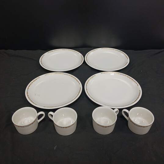 Syracuse China Set of 4 Plates and 4 Cups image number 1