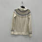 Womens White Long Sleeve Mock Neck Knitted Pullover Sweater Size Medium image number 1