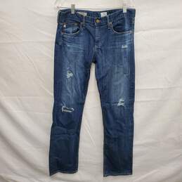 AG Adriano Goldschmid The Tomboy Relax Straight Distressed Blue Denim Jeans Size 29 R X 25