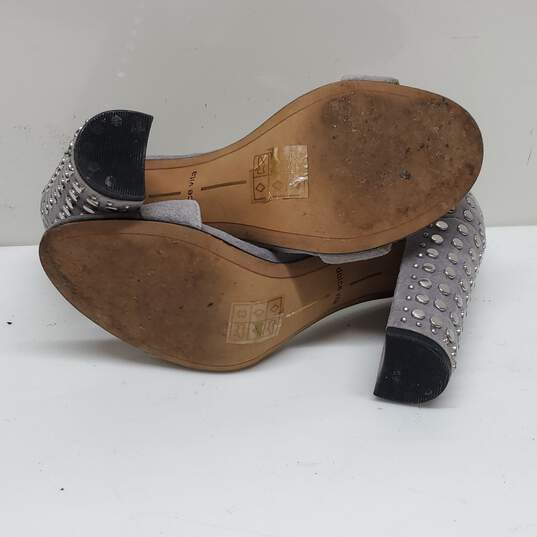 Hendrix Gray Suede Studded Open Toe Heels Size 6 image number 4