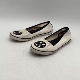 Tory Burch Womens White Navy Blue Leather Round Toe Ballet Flats Size 10 alternative image