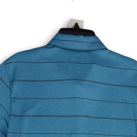 Mens Blue Striped Spread Collar Short Sleeve Golf Polo Shirt Size Large image number 4