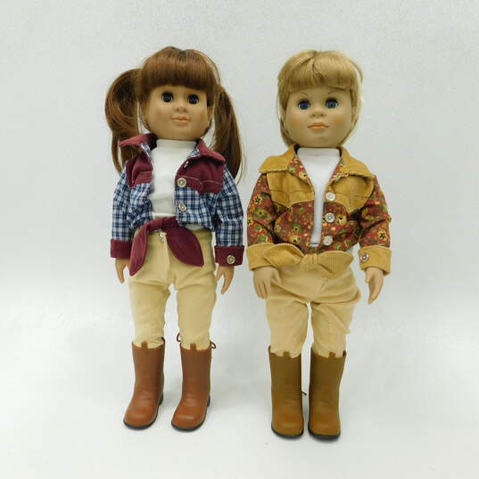 VTG 1998 Battat Our Generation Dakota & Kaitlyn 18in. Dolls Equestrian Country Outfits image number 2