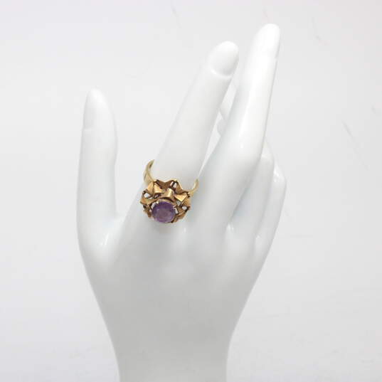 14K Yellow Gold Amethyst Ring Size 7.5 - 6.1g image number 1