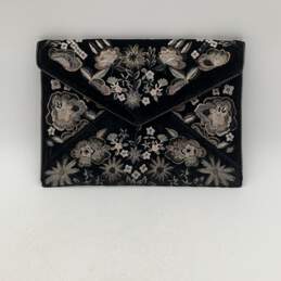 Rebecca Minkoff Womens Black Floral Credit Card Slots Clutch Wallet Handbag alternative image