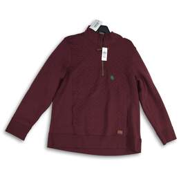 NWT L.L. Bean Womens Maroon Quarter-Zip Long Sleeve Pullover Sweatshirts Size 1X