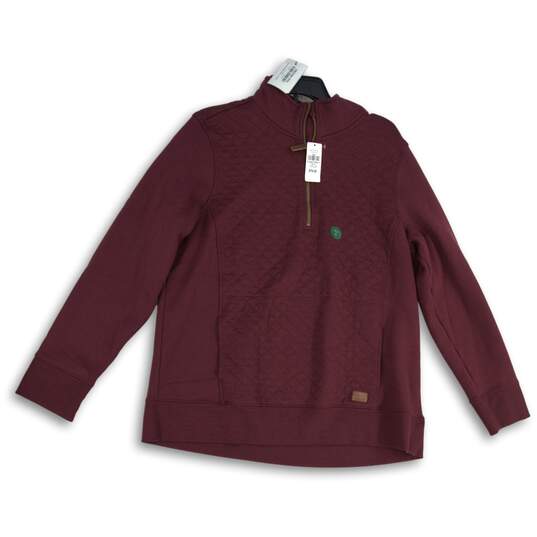 NWT L.L. Bean Womens Maroon Quarter-Zip Long Sleeve Pullover Sweatshirts Size 1X image number 1
