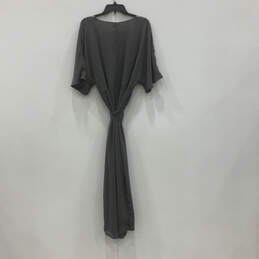 NWT Womens Gray Short Sleeve V-Neck Tie Front Long Wrap Dress Size 1X alternative image