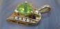 10K Yellow Gold Heart Cut Peridot & White Sapphire Accent Heart Pendant 1.4g image number 1