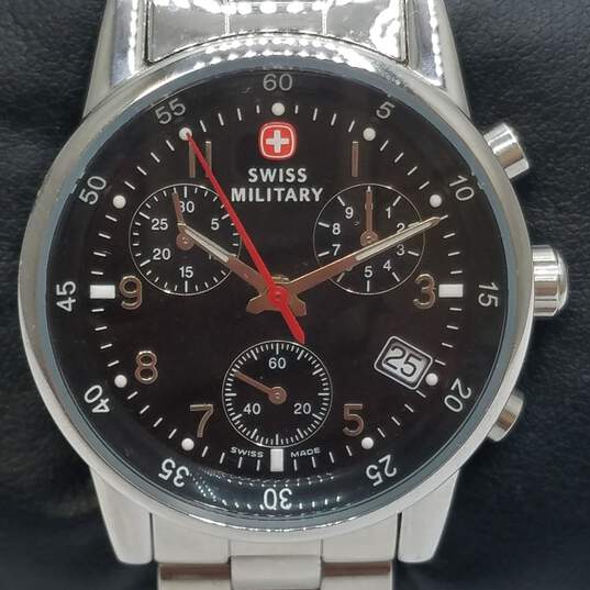 Swiss Military 075.0463 32mm WR 100MM The Genuine Black Dial Date Watch 87.0g image number 1