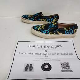 Gucci Ghost Print Slip-On Shoes Size 36 Authenticated