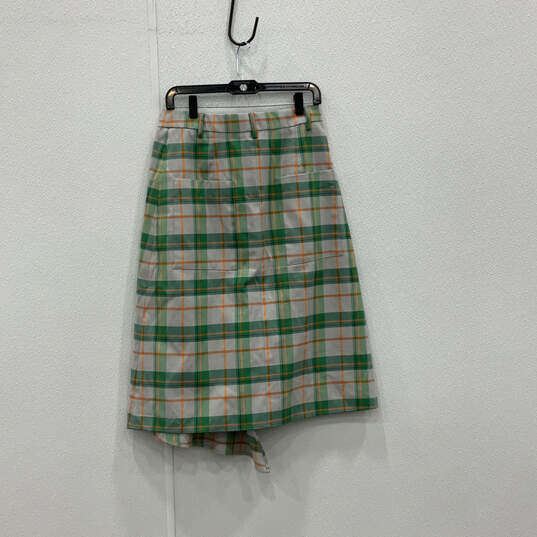 Womens Multicolor Plaid Flat Front Flap Pocket Midi A Line Skirt Size 6 image number 2