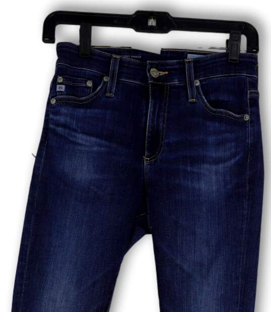 Womens Blue Denim Medium Wash Pockets Stretch Skinny Leg Ankle Jeans Sz 24R image number 3