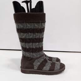 Ugg Australia Women's Brown/Gray Knit Sock Boots S/N 5822 Size 7