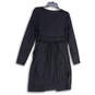 Womens Black Long Sleeve Wrap V-Neck Pullover Sheath Dress Size 10P image number 4