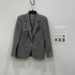 Burberry Mens Gray Notch Lapel Long Sleeve One Button Blazer With COA