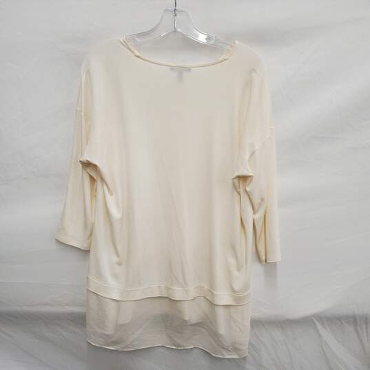 Eileen Fisher WM's 100% Silk Ivory V-Neck Blouse Size S/P image number 2