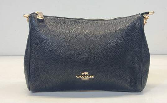 Coach Pebble Leather Carrie Chain Crossbody Black image number 1