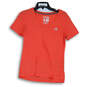 Womens Orange Striped Short Sleeve V-Neck Ultimate T-Shirt Size Small image number 1