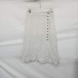 Madewell White Stripe Linen Blend Midi Skirt WM Size 6 NWT