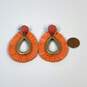 Designer J. Crew Orange Tassel Fashionable Screw Back Teardrop Earrings image number 3
