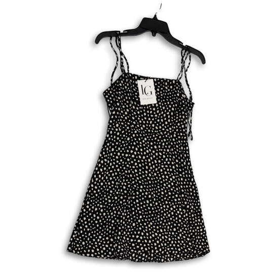 NWT Womens Black White Printed Adjustable Straps Mini Dress Size Small image number 1