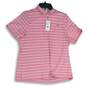 NWT Vineyard Vines Womens Pink White Striped Short Sleeve Polo Shirt Size L image number 1