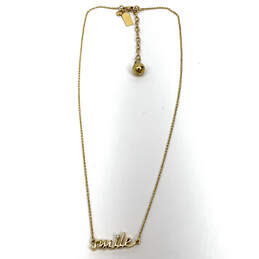 Designer Kate Spade Gold-Tone Rhinestone Smile Name Pendant Necklace alternative image