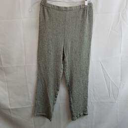 Eileen Fisher textured linen beige & green cropped pants M