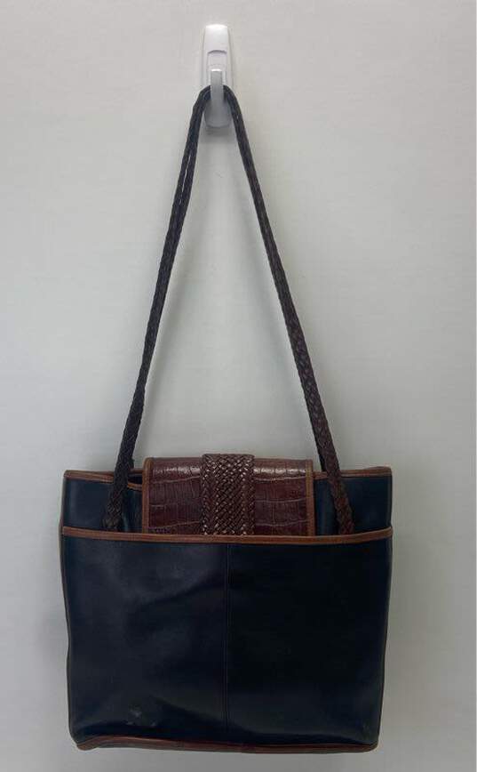 Brighton Croc Leather Bucket Shoulder Bag Black/Brown image number 2