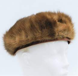 Mr. Michael Exclusive Vintage Brown Mink Beret Banded Hat Womens SZ S