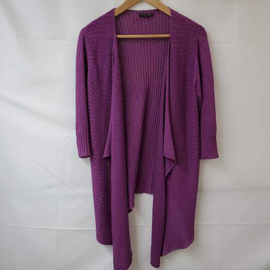 Eileen Fisher Knit Purple Open Front Cardigan Women's SM image number 1