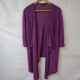 Eileen Fisher Knit Purple Open Front Cardigan Women's SM