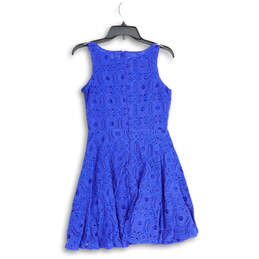 Womens Blue Sleeveless Knee Length Back Zip Fit & Flare Dress Size 2 alternative image