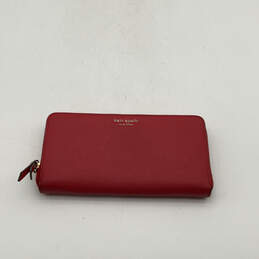 Womens Red Leather Inner Various Card Holder Zip Around Wallet