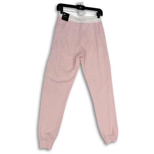 NWT Womens Pink White Elastic Waist Tapered Leg Jogger Pants Size XS image number 3