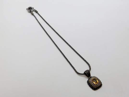 EFFY 925 & 18K Yellow Gold Citrine & Diamond Pave Pendant Toggle Necklace 30.0g image number 2