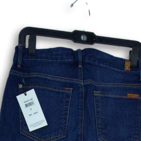 NWT 7 For All Mankind Womens Blue Denim Raw Hem Straight & Pencil Skirt Size 27 image number 4