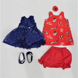 American Girl 2014 Holiday Dress & Shoes W/ Georgia Bulldogs Handmade Outfit