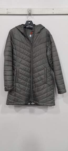 Columbia Women's Gray Morning Light II Omni Heat Long Hooded Puffer Jacket Size XL