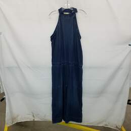 Cloth & Stone Blue Cotton Blend Halter Neck Jumpsuit WM Size L
