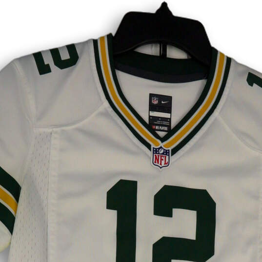 Mens White Green Bay Packers Aaron Rodgers #12 Jersey Size Medium image number 3